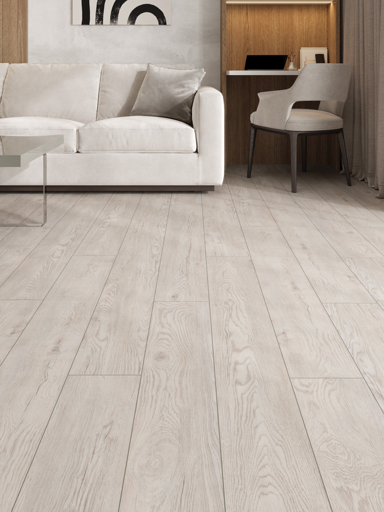 Кварцвиниловый SPC ламинат Cronafloor Grand Sequoia Дуб Каменный 1200×180×5 фото в интерьере